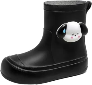 Short Ankle-High Rain Boots Waterproof Cute Short Rubber Cartoon Detachable Dog Boots