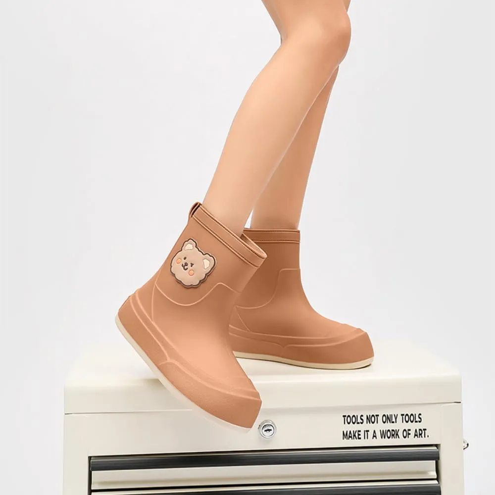 Short Ankle-High Rain Boots Waterproof Cute Short Rubber Cartoon Detachable Dog Boots