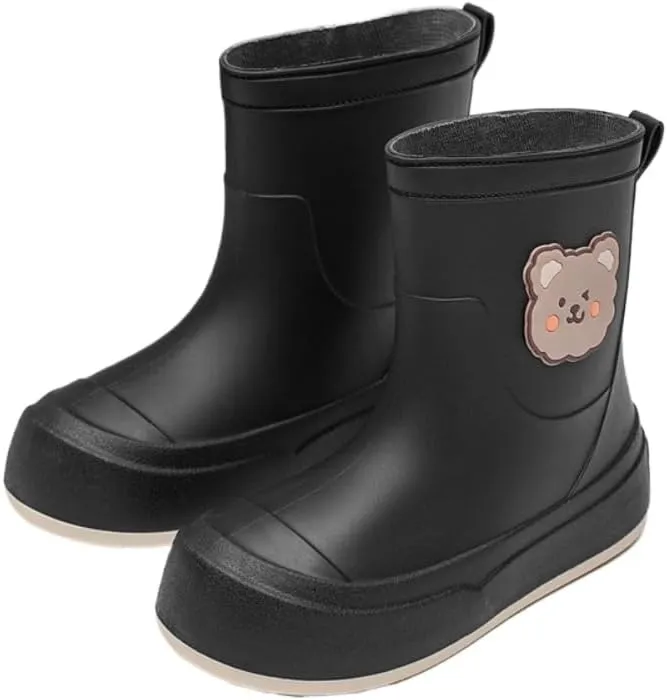 Short Ankle-High Rain Boots Waterproof Cute Short Rubber Cartoon Detachable Dog Boots