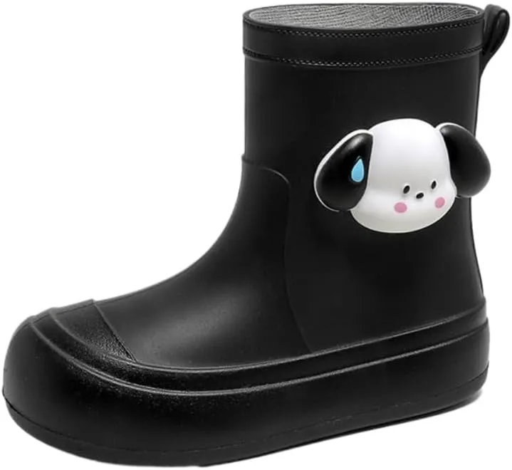 Short Ankle-High Rain Boots Waterproof Cute Short Rubber Cartoon Detachable Dog Boots