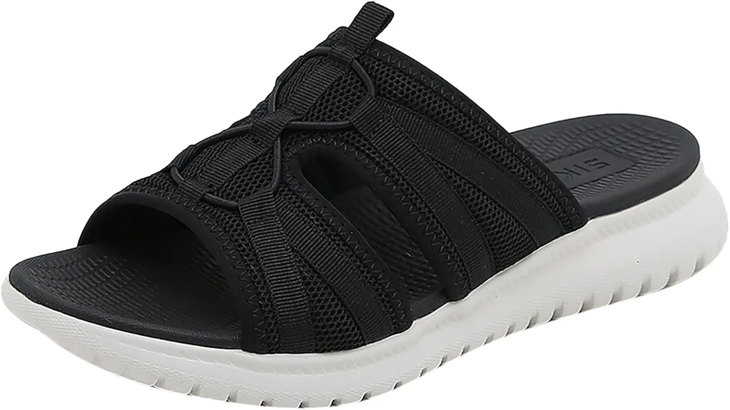 Spring Summer Women Flat Sandals Athletic Mesh Design Mesh Lightweight Breathable Sandals Slip On Bottom Sport Cushioned Footbed Shoe Outdoor Leisure Walking Fitness Hiking Cycling Slippers