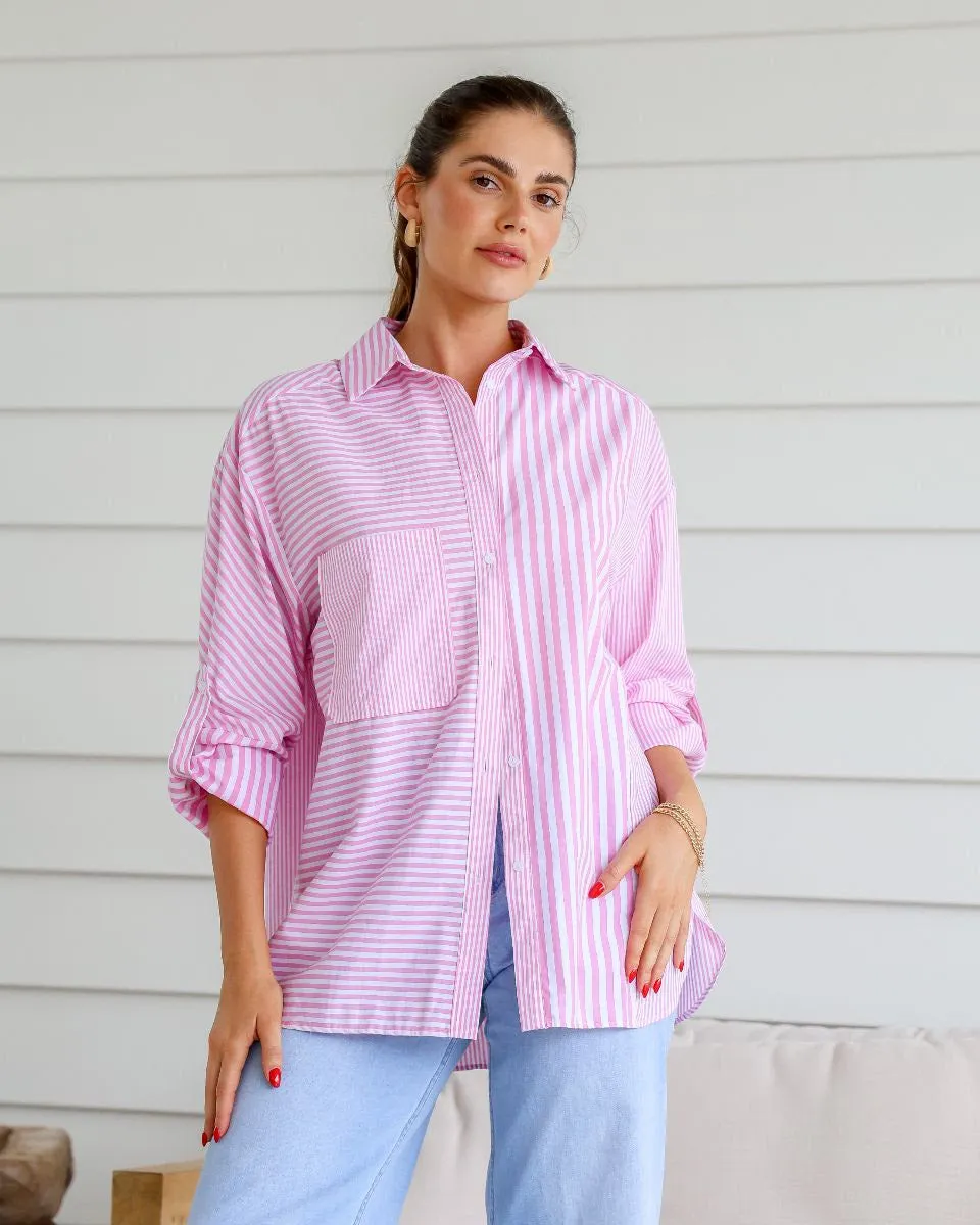 Striped Cotton Shirt Pink