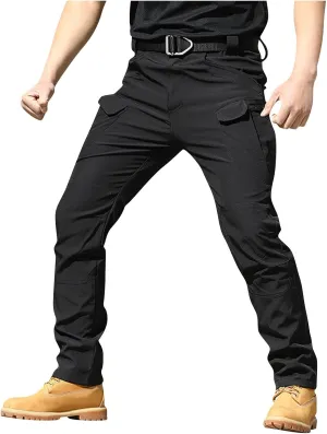 Tactical Pants for Men Stretch Ripstop Waterproof Zipper Cargo Hiking Pants Lightweight Work Pant Fishing with Pockets