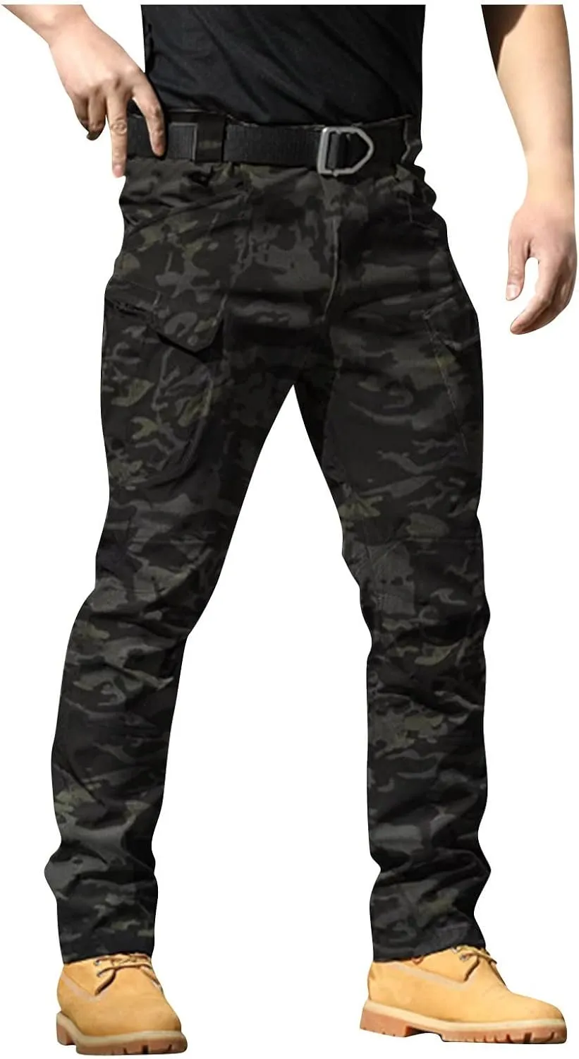 Tactical Pants for Men Stretch Ripstop Waterproof Zipper Cargo Hiking Pants Lightweight Work Pant Hunting with Pockets