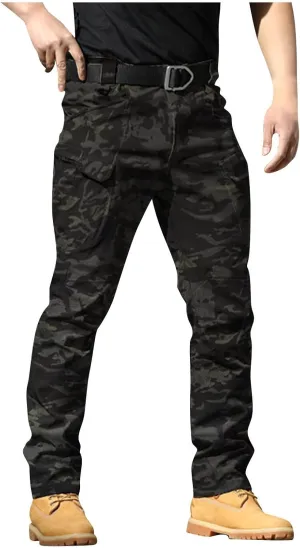 Tactical Pants for Men Stretch Ripstop Waterproof Zipper Cargo Hiking Pants Lightweight Work Pant Hunting with Pockets