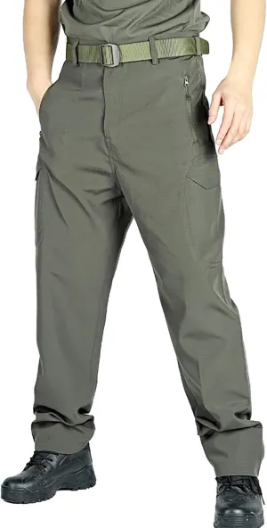 Tactical Pants for Men Stretch Ripstop Waterproof Zipper Cargo Hiking Pants Lightweight Work Pant Outdoor with Pockets
