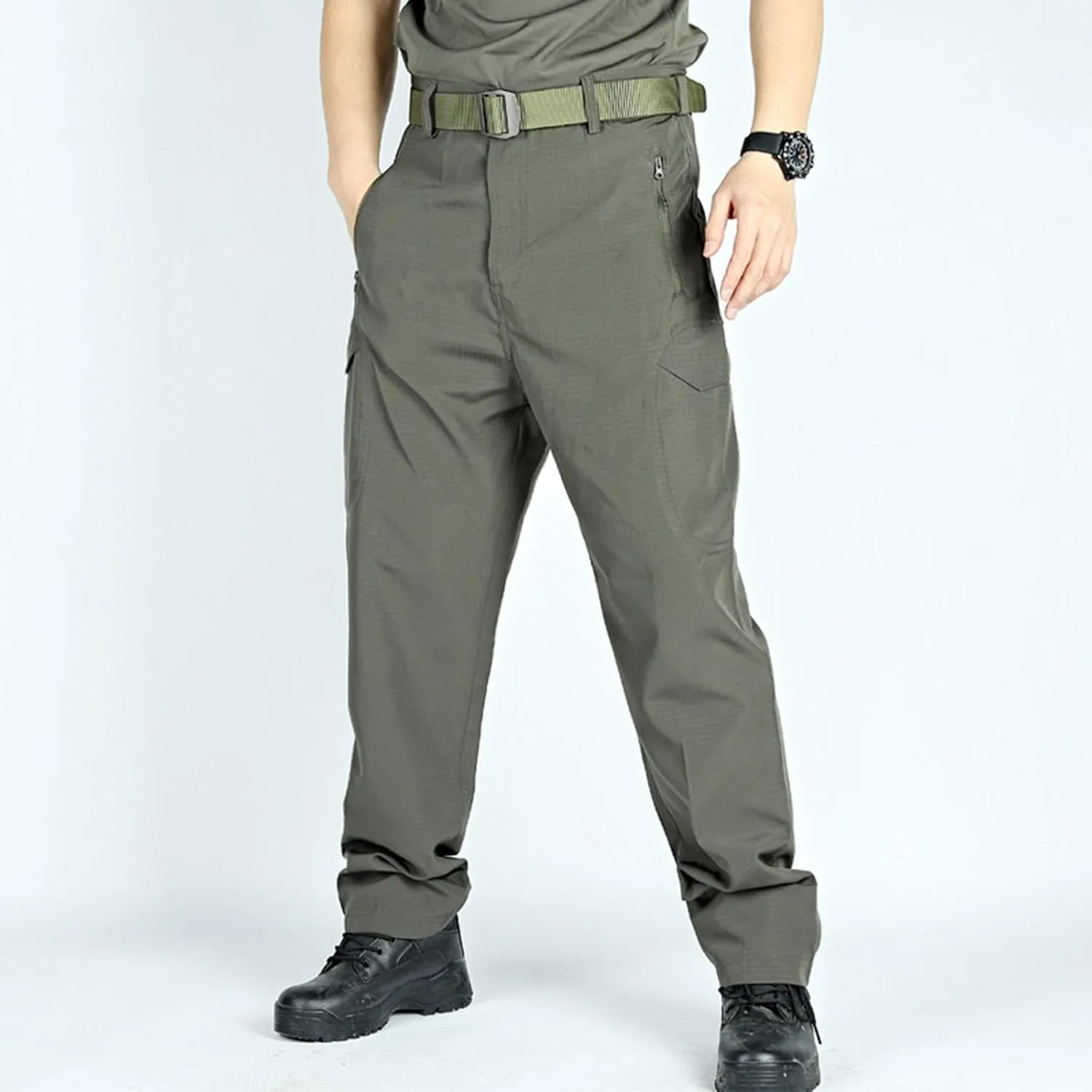 Tactical Pants for Men Stretch Ripstop Waterproof Zipper Cargo Hiking Pants Lightweight Work Pant Outdoor with Pockets