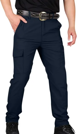 Tactical Pants for Men Stretch Ripstop Waterproof Zipper Cargo Hiking Pants Relaxed Fit Work Pant Fishing with Pockets