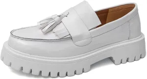 Tassel Loafers for Men's Patent Leather Platform Dress Shoes Chunky Block Heel Heighten Non-Slip Lug Sole Slip On Big Toe Formal Business Loafers for Wedding Party