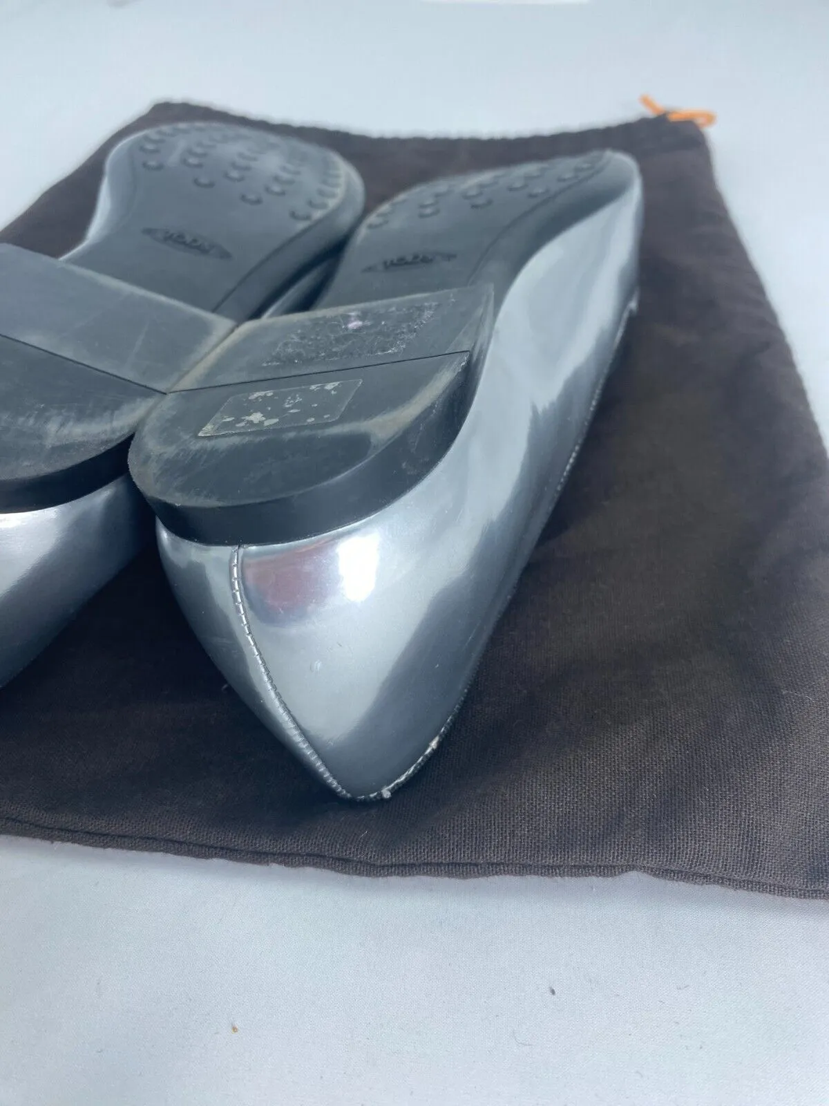 Tod`s silver leather loafers size UK7/US9