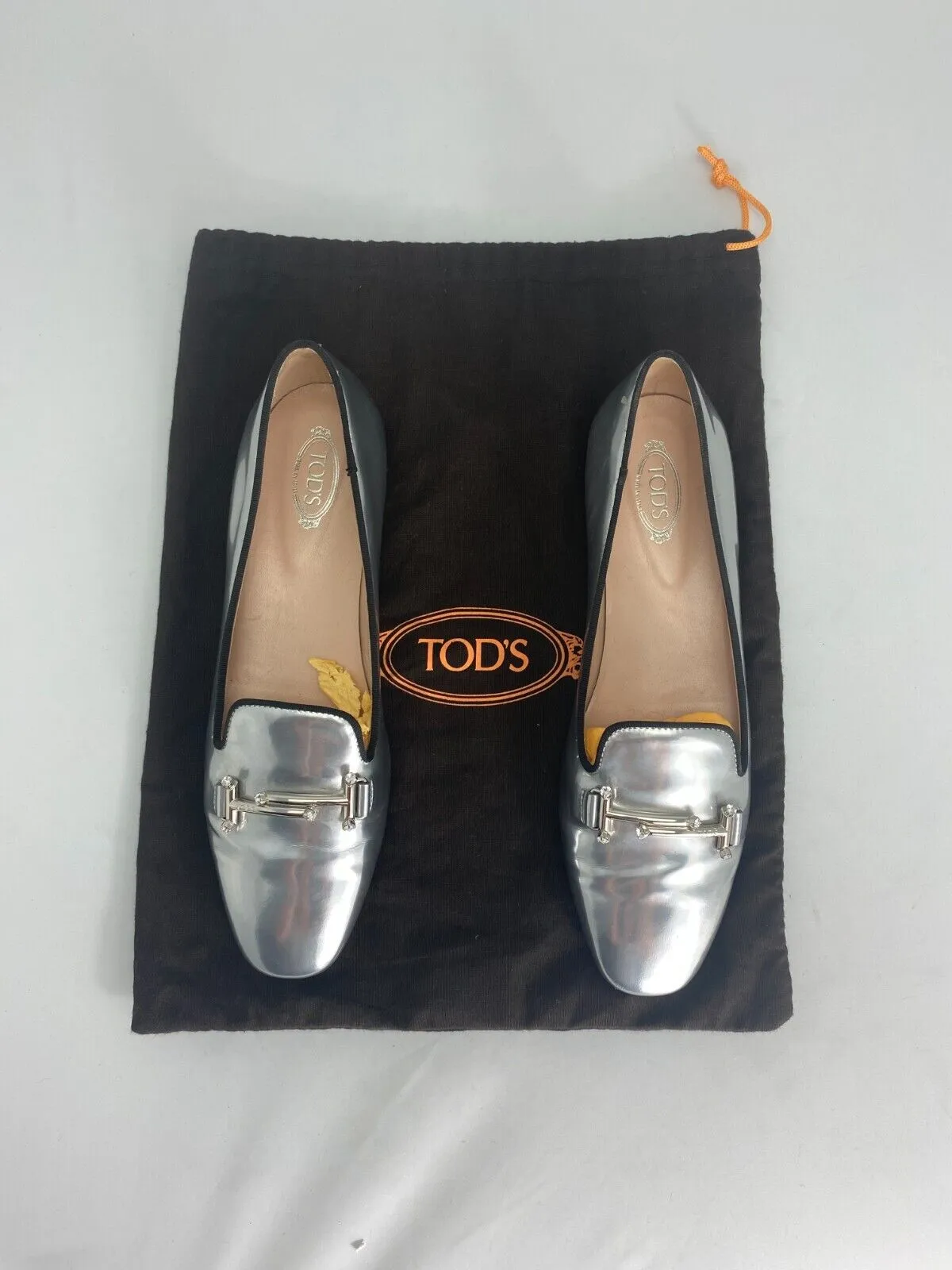 Tod`s silver leather loafers size UK7/US9