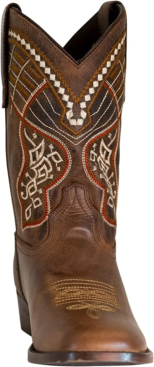 TuffRider Youth Yukon Tricolor Leather Embroidered Square Toe Western Boots