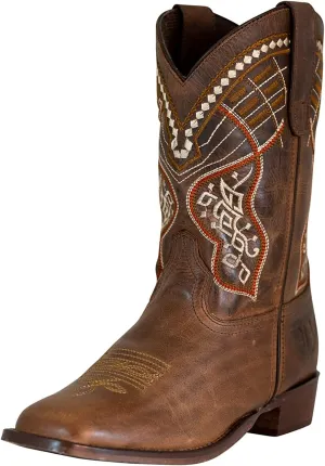 TuffRider Youth Yukon Tricolor Leather Embroidered Square Toe Western Boots