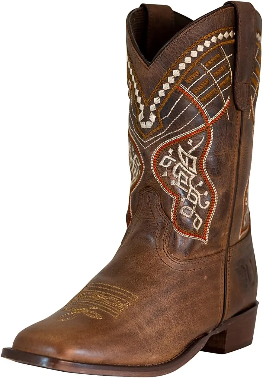 TuffRider Youth Yukon Tricolor Leather Embroidered Square Toe Western Boots