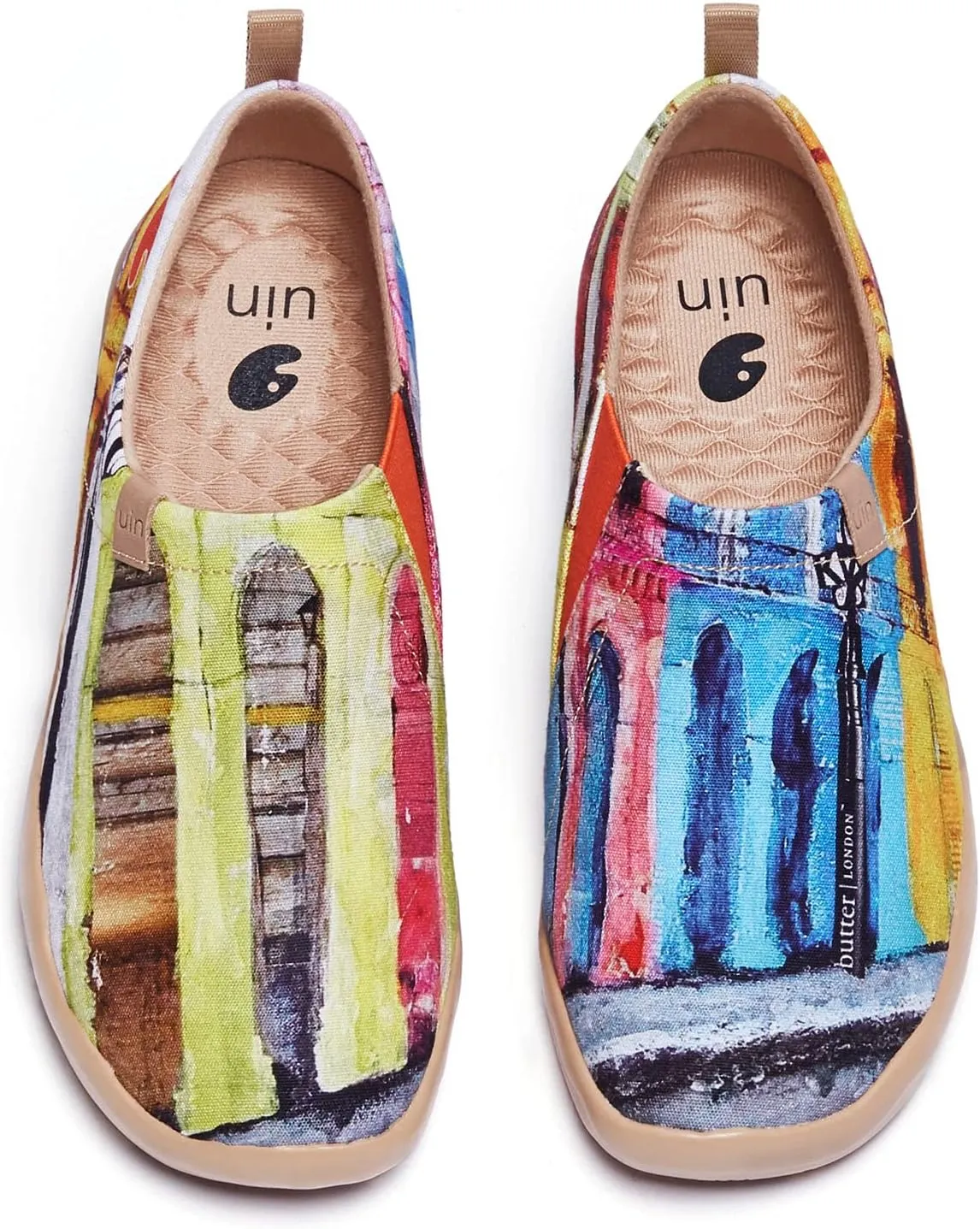 UIN Women's Slip Ons Canvas Lightweight Flats Sneakers Walking Casual Loafers Comfortable Art Painted Travel Shoes Old Havana (7.5)