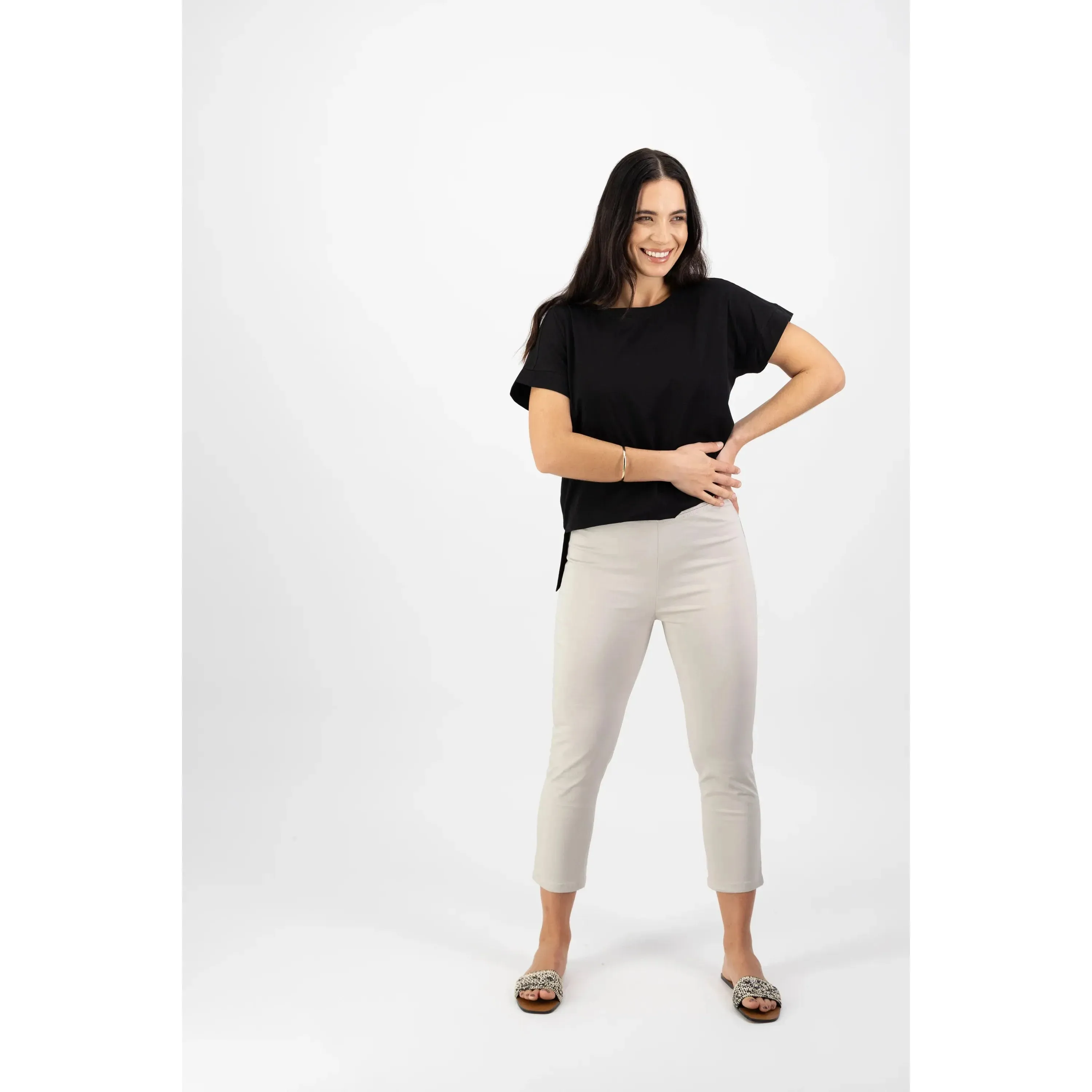 Vassalli - Skinny Leg 7/8 Length Lightweight Pull On - Pumice