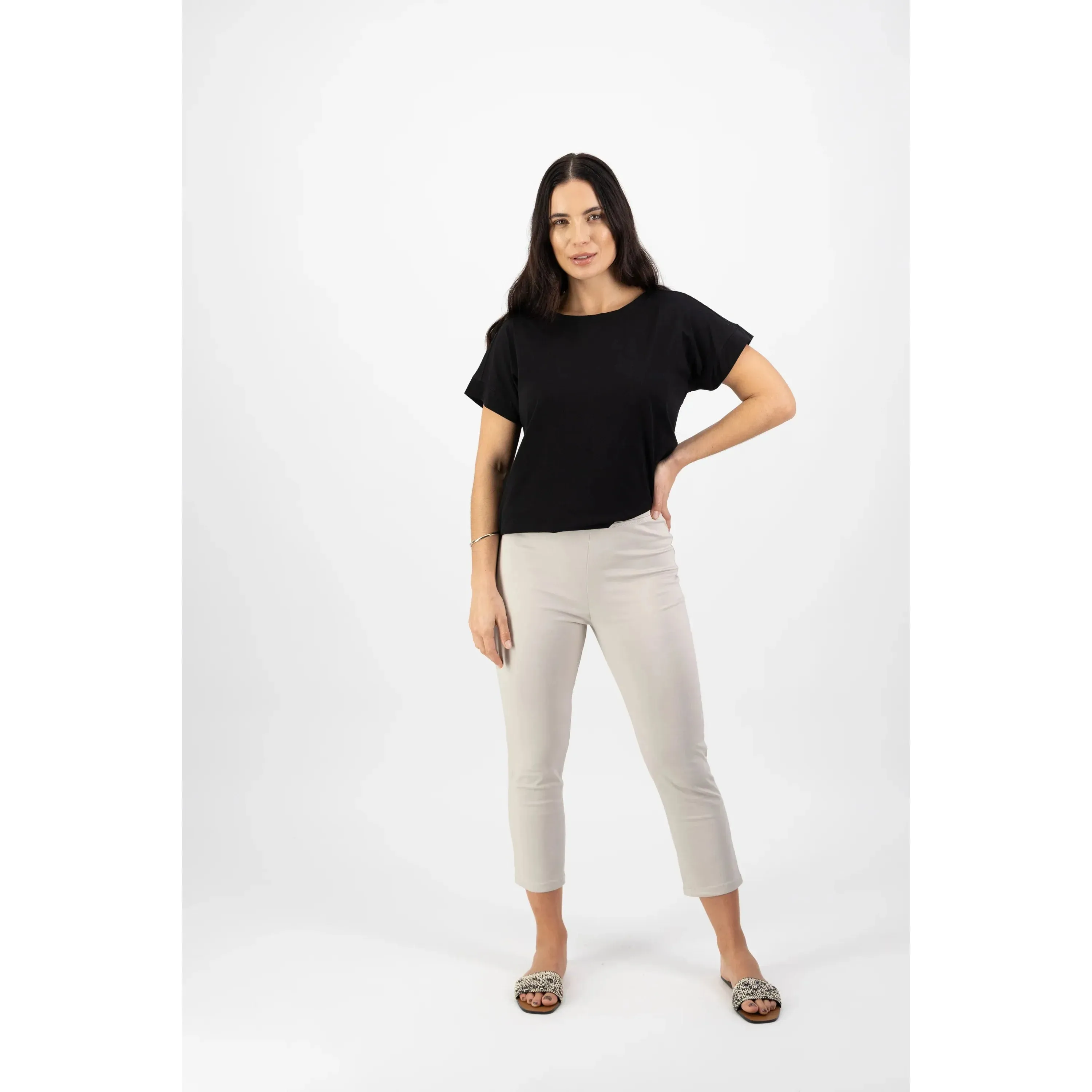 Vassalli - Skinny Leg 7/8 Length Lightweight Pull On - Pumice