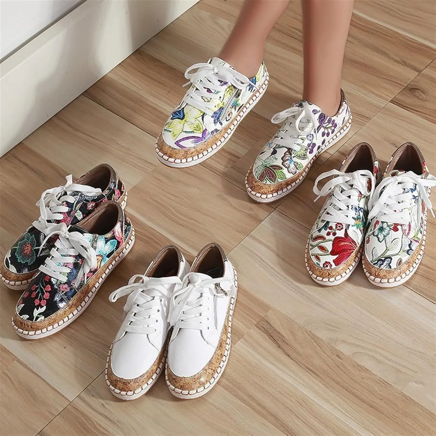 Walking Shoes for Women Slip Ons Fashion New Loafers Breathable Hollow-Out Lazy Round Toe Sneakers Breathe Canvas Comfort Beach Shoes Flat