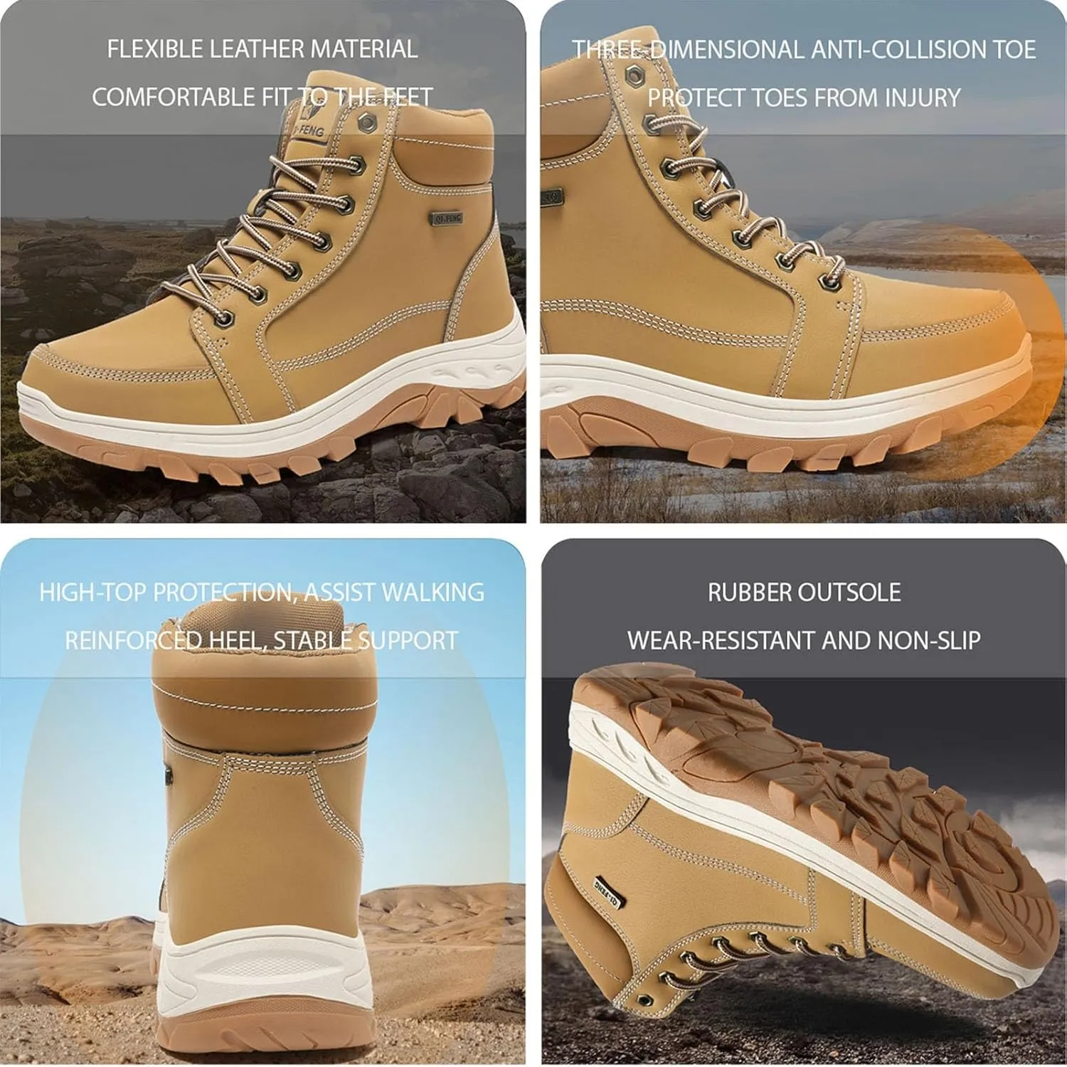 Waterproof Leather Tactical Combat Boots, Winter Warm Snow Boots, Outdoor Lightweight Anti-Slip Hiking Shoes
