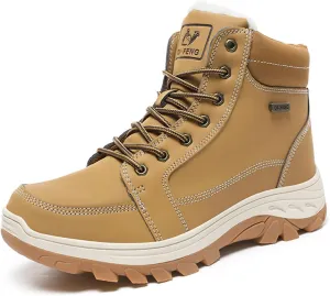 Waterproof Leather Tactical Combat Boots, Winter Warm Snow Boots, Outdoor Lightweight Anti-Slip Hiking Shoes