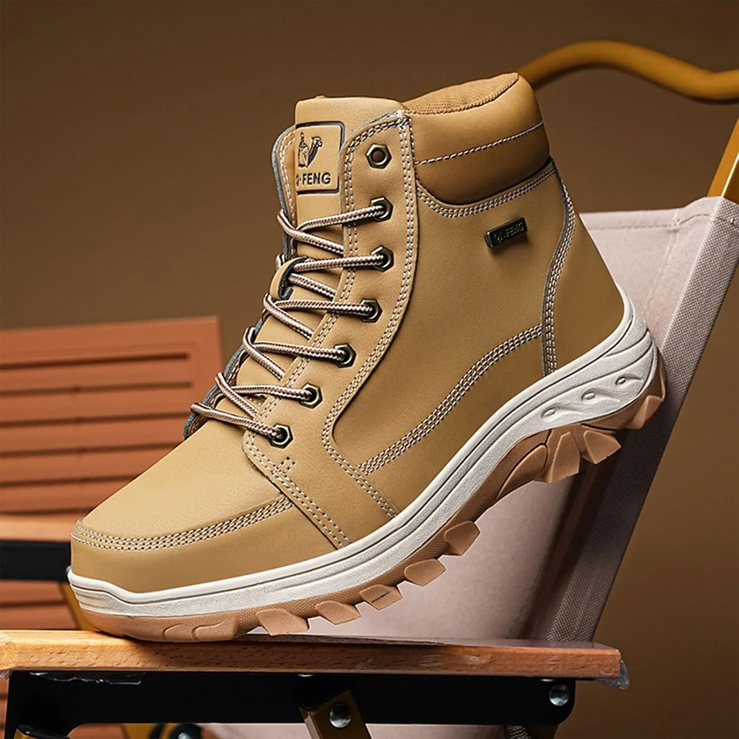 Waterproof Leather Tactical Combat Boots, Winter Warm Snow Boots, Outdoor Lightweight Anti-Slip Hiking Shoes