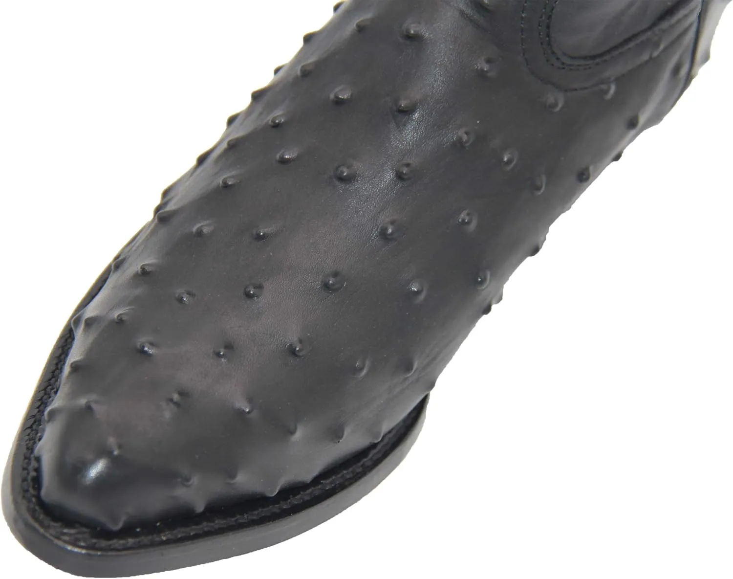 Western Shops Mens Leather Ostrich Quill Print Western Cowboy Boots