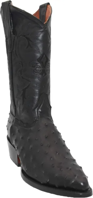 Western Shops Mens Leather Ostrich Quill Print Western Cowboy Boots