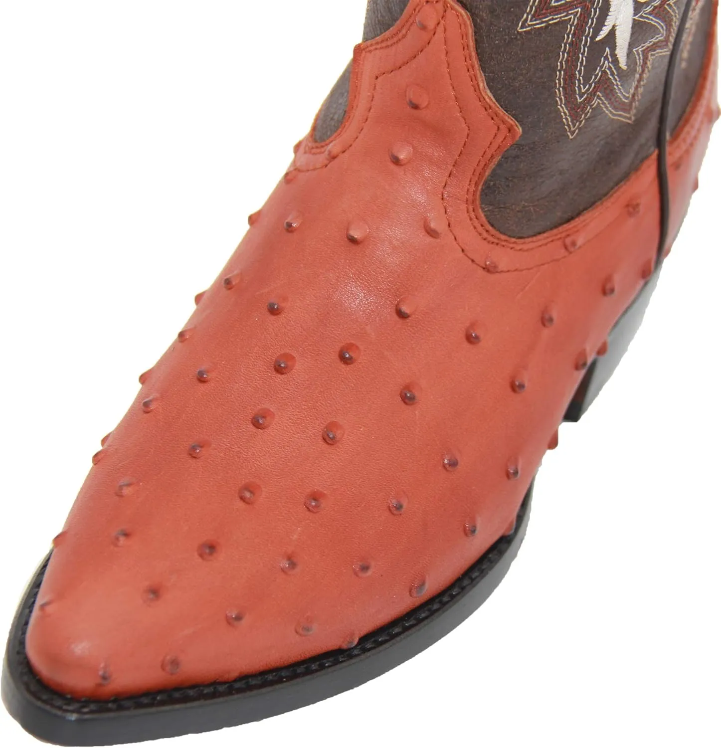 Western Shops Mens Leather Ostrich Quill Print Western Cowboy Boots