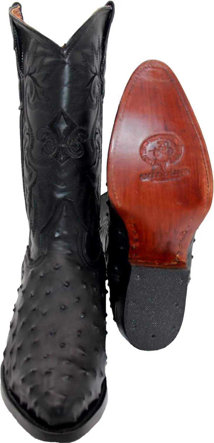 Western Shops Mens Leather Ostrich Quill Print Western Cowboy Boots