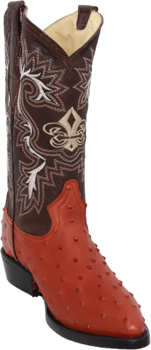Western Shops Mens Leather Ostrich Quill Print Western Cowboy Boots