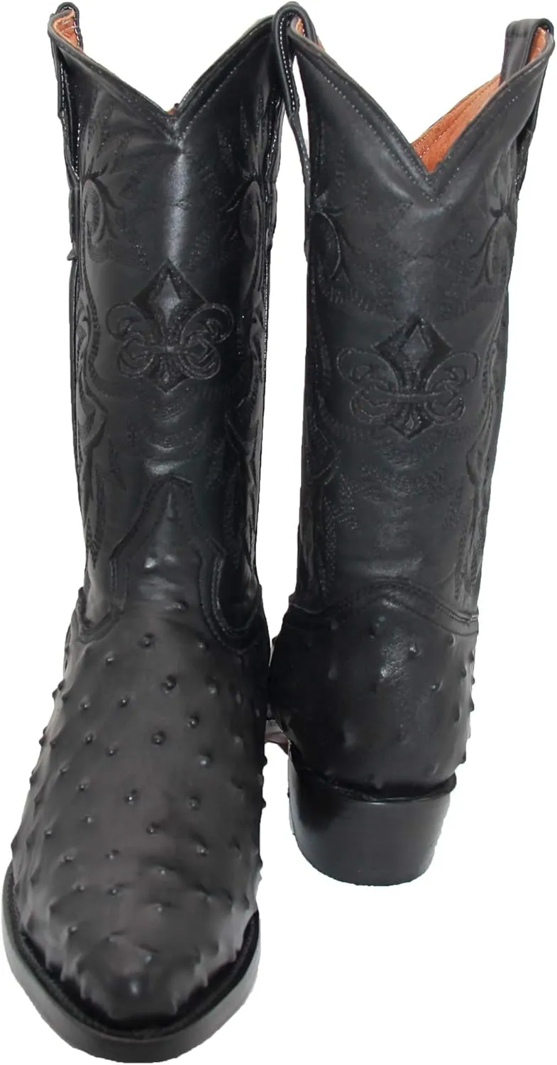 Western Shops Mens Leather Ostrich Quill Print Western Cowboy Boots