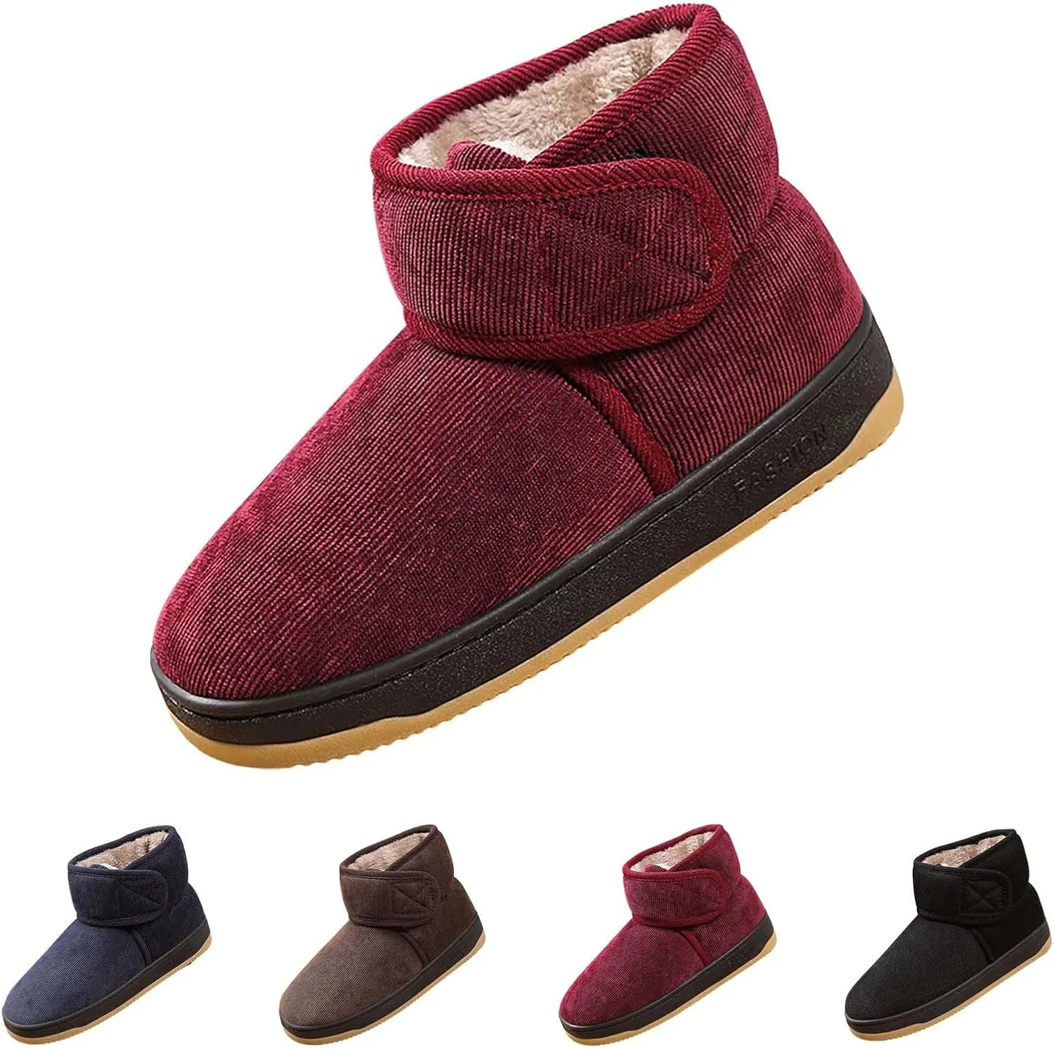Women Ankle Boots Low Heel Non Slip Cotton Shoes Slip On Walking Boots Soft Sole Flat Shoes Wide Calf Rain Boots