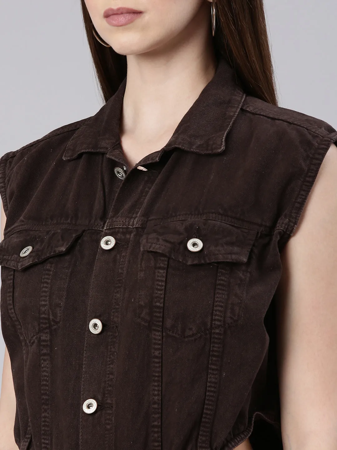 Women Solid Coffee Brown Basic Jumpsuit