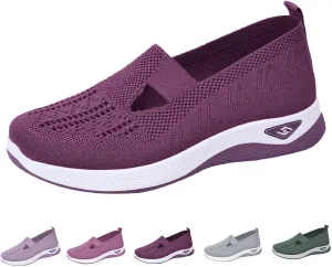 Women Walking Shoes Orthopedic Sock Sneakers Slip-On Woven Breathable Mesh Nursing Work Mesh Air Cushion Athletic Shoes