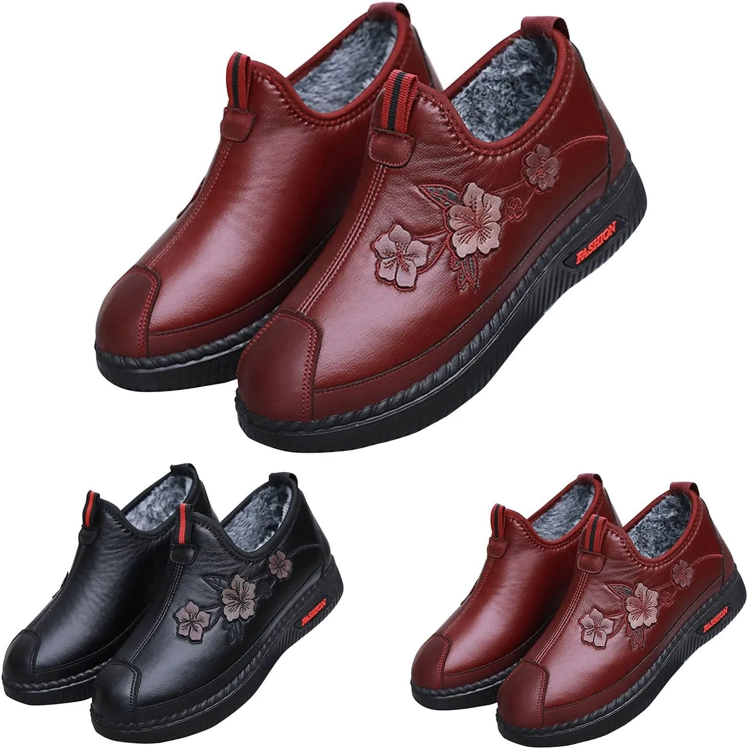 Womens Ankle Boots Low Heel Plush Lined Short Boots Non Slip Casual Shoes Slip On Walking Shoes Running Shoes