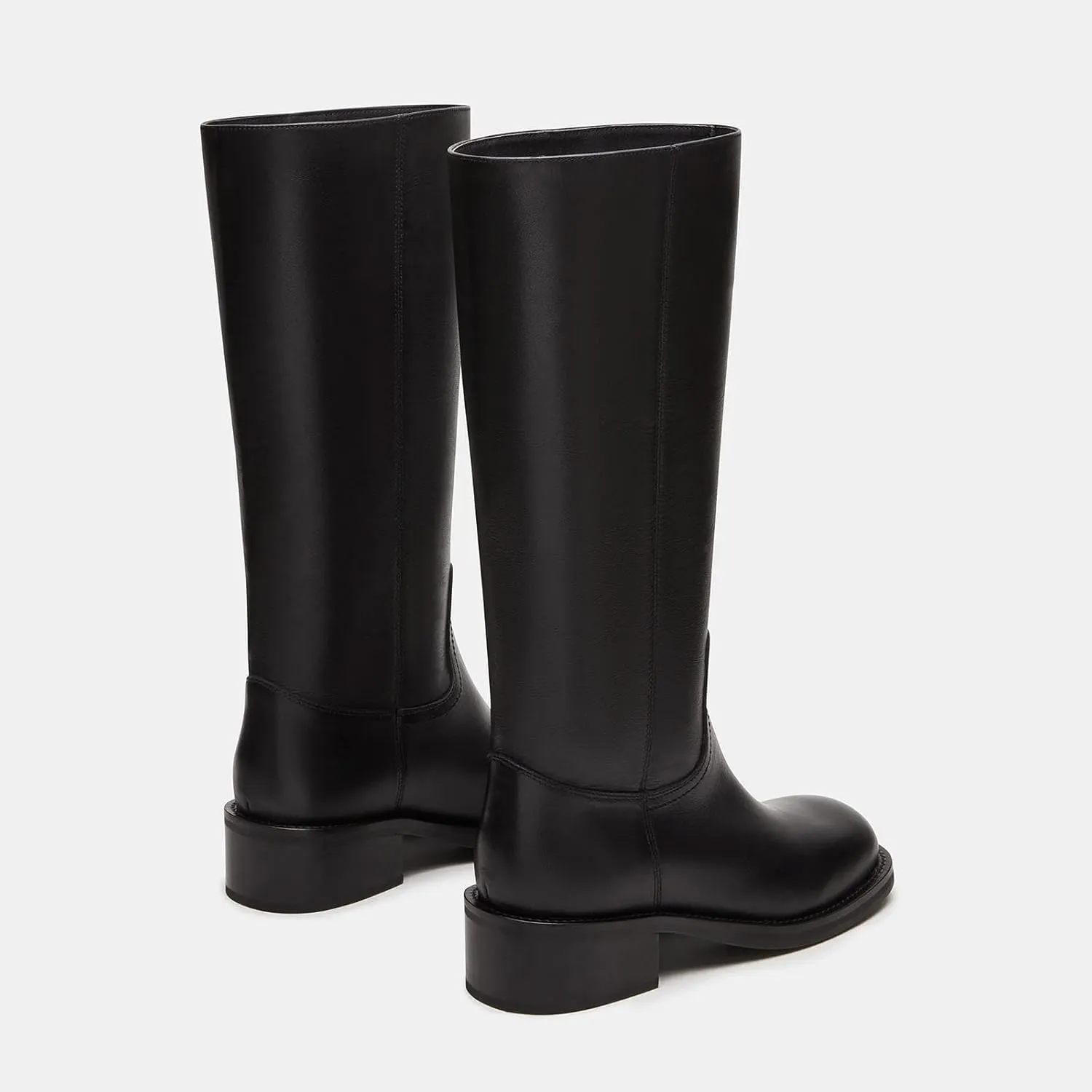 Women's Banana Knee High Boots Square Toe Chunky Block Heel Comfortable Low Heel Pull on Wide Calf Riding Long Boots for Women