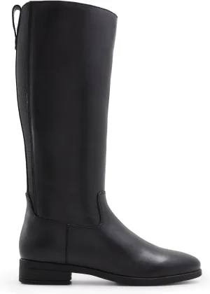 Women's Banana Knee High Boots Square Toe Chunky Block Heel Comfortable Low Heel Pull on Wide Calf Riding Long Boots for Women