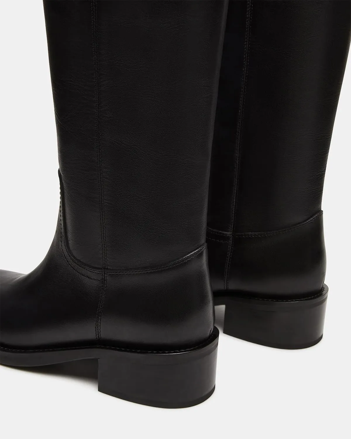 Women's Banana Knee High Boots Square Toe Chunky Block Heel Comfortable Low Heel Pull on Wide Calf Riding Long Boots for Women