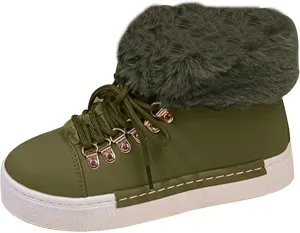 Womens Booties And Ankle Boots Plush Lined Lac?? Up Walking Boots Slip On Waterp??oof Winter Boots For Women