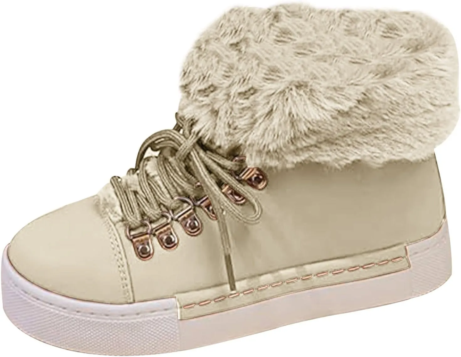 Womens Booties And Ankle Boots Plush Lined Lac?? Up Walking Boots Slip On Waterp??oof Winter Boots For Women