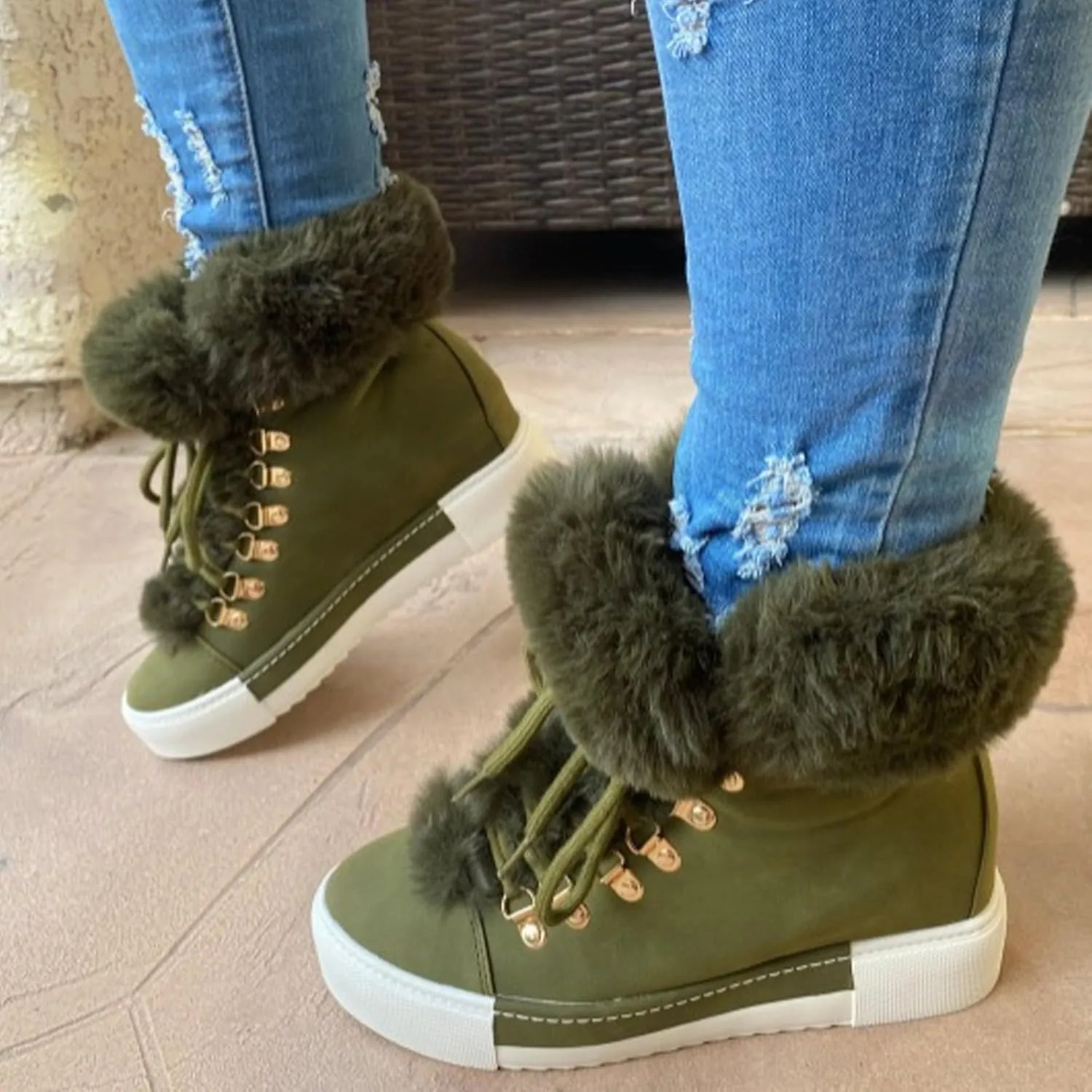 Womens Booties And Ankle Boots Plush Lined Lac?? Up Walking Boots Slip On Waterp??oof Winter Boots For Women