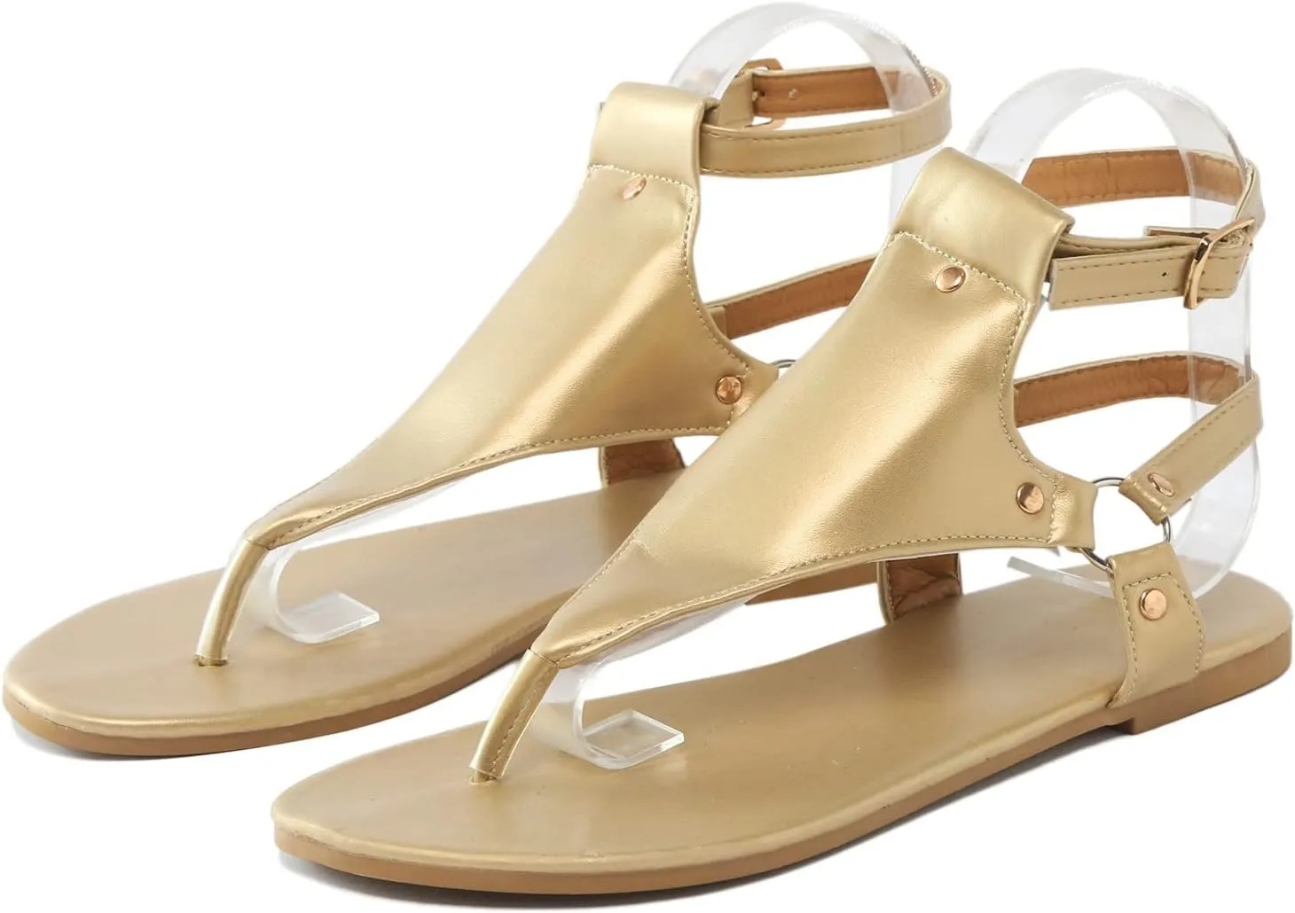 Women's Flat Sandals 2024 Thong Sandals For Women Open Toe Shoes Flat Beach Sandals Ladies Buckle Strap Flip Flops Shoes