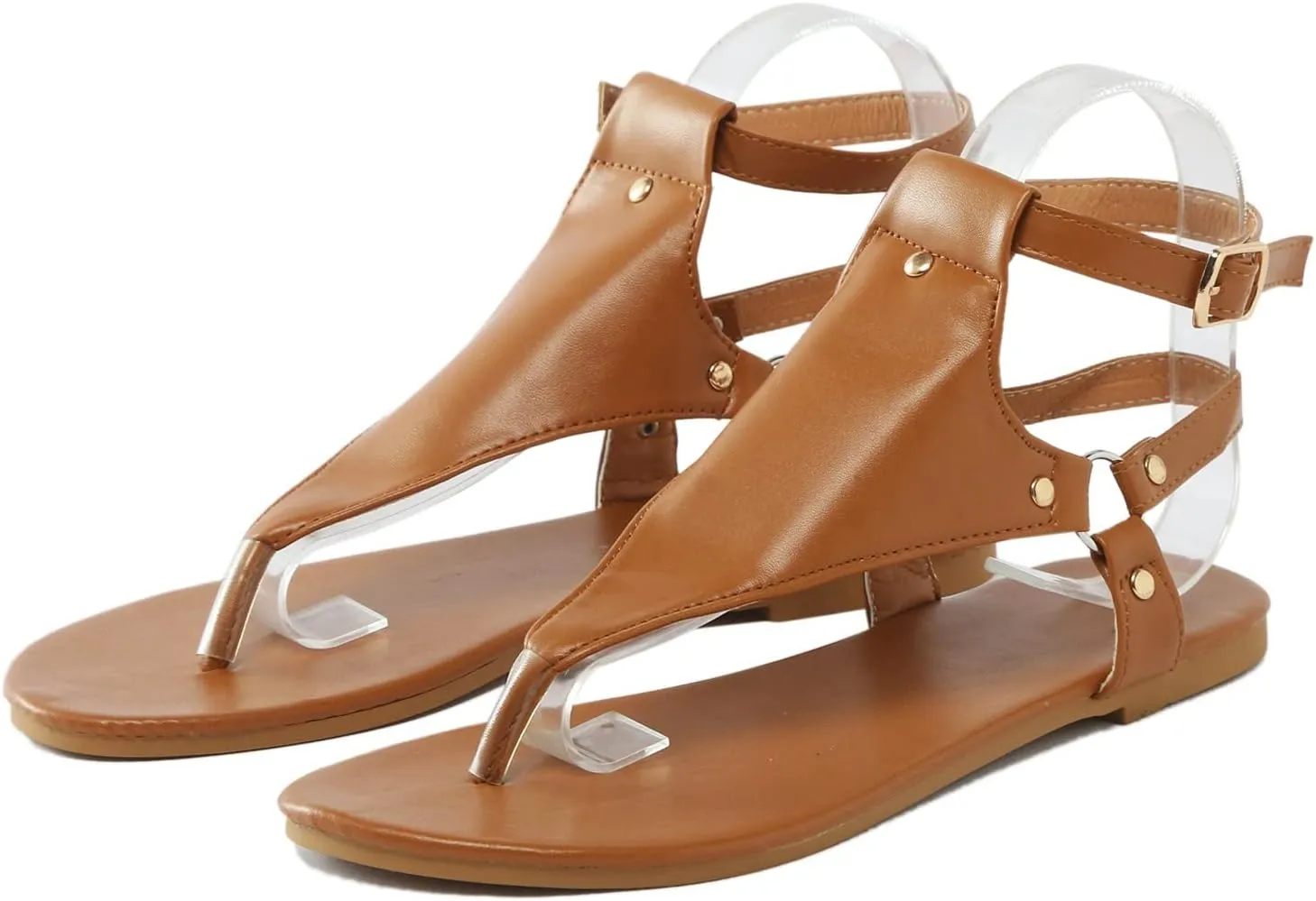 Women's Flat Sandals 2024 Thong Sandals For Women Open Toe Shoes Flat Beach Sandals Ladies Buckle Strap Flip Flops Shoes
