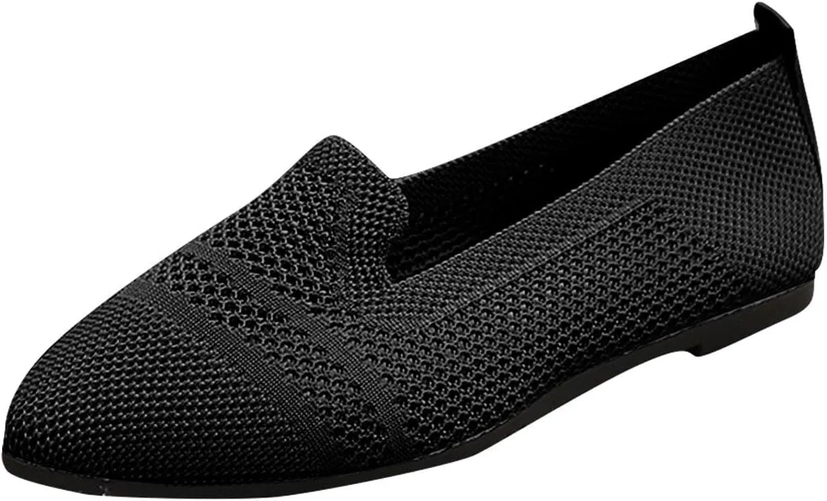 Women's Fly Weave Flat Shoes Pointed Toe Fashion Single Shoes Mesh Breathable Shoes Casual Shopping Flat Shoes