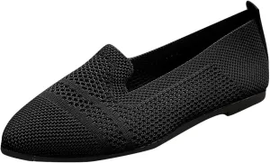 Women's Fly Weave Flat Shoes Pointed Toe Fashion Single Shoes Mesh Breathable Shoes Casual Shopping Flat Shoes