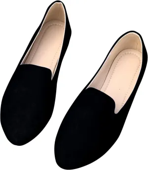 Women's Round Head Suede Flat Shoes Casual One Foot Stirrup Shallow Mouth Flat Shoes Flat Heeled Work Single Shoes