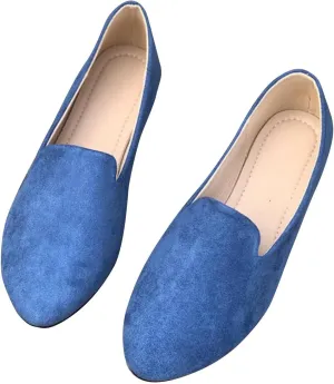 Women's Round Head Suede Flat Shoes Casual One Foot Stirrup Shallow Mouth Flat Shoes Flat Heeled Work Single Shoes