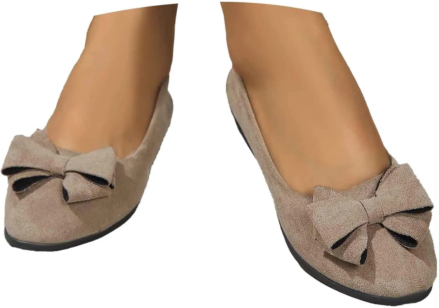 Women's Suede Ballet Flats with Bow Detail | Office to Evening Flats  Comfortable Loafers for Girls & Ladies Business Casual & Party Shoes