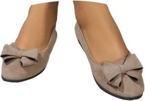 Women's Suede Ballet Flats with Bow Detail | Office to Evening Flats  Comfortable Loafers for Girls & Ladies Business Casual & Party Shoes