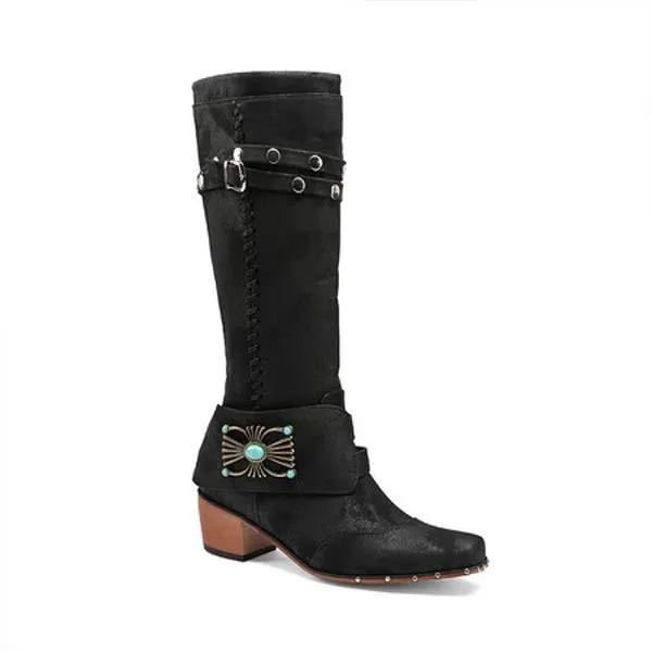 Women'S Vintage Belt Buckle Tall Boots 72427539C